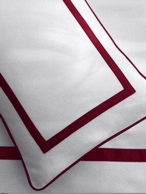 Matouk Standard Pillow Sham with Scarlet Red Border Louise Pique Luxury